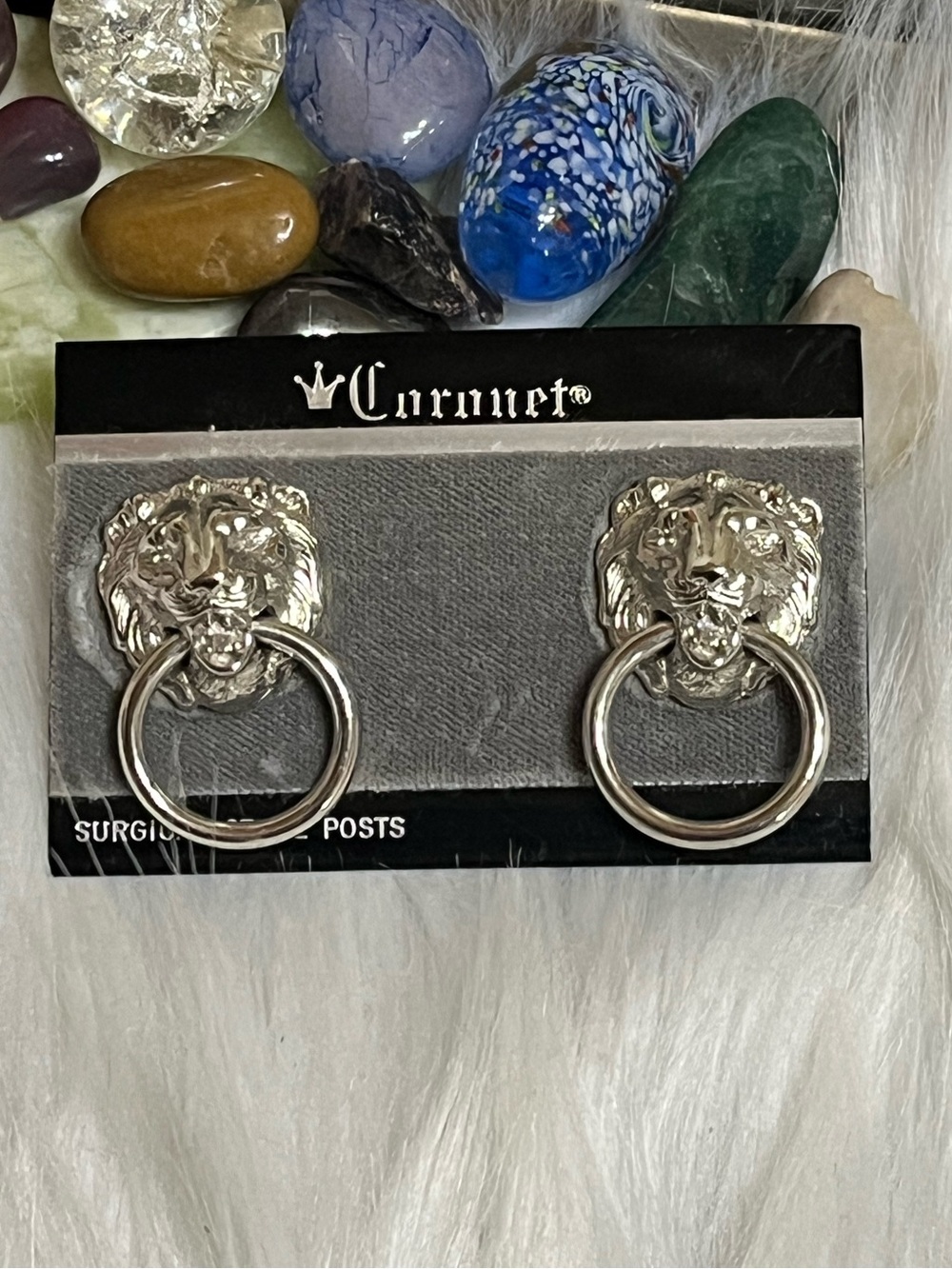 Coronet Lion Head Door Knocker Earrings